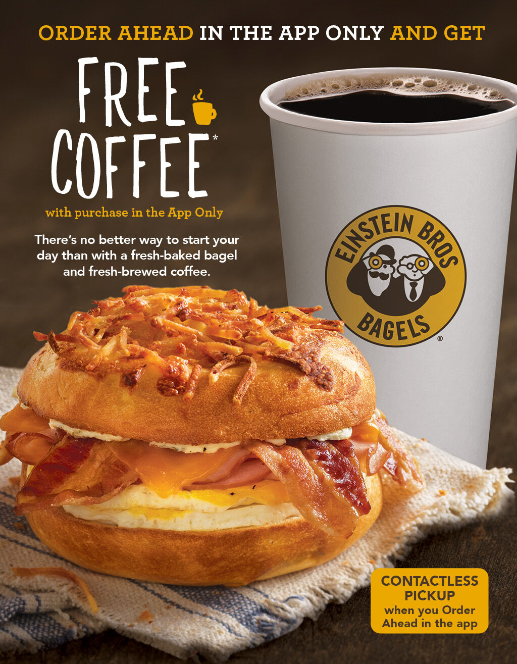 ROTATING SLIDER: Free Coffee, Any Size, on any orders purchased through the app!