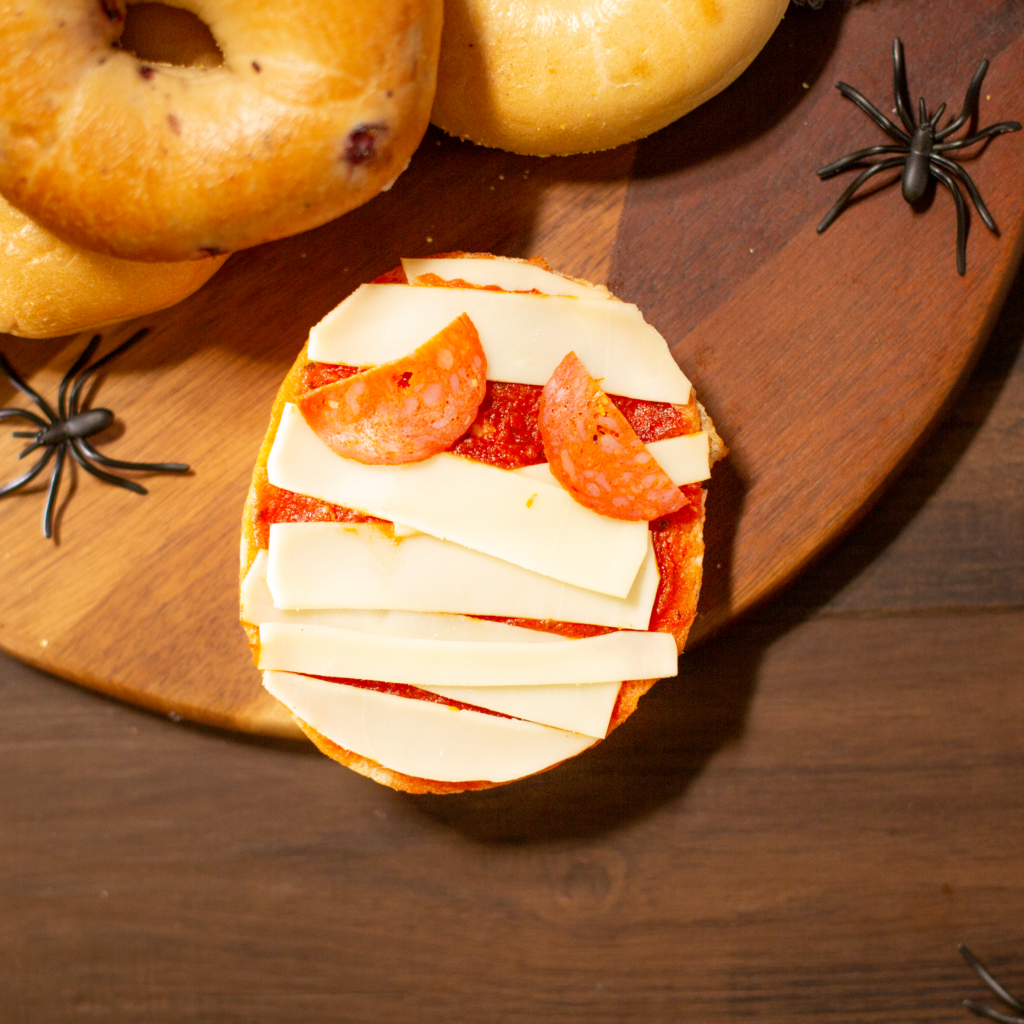 Mummy Pizza Bagels Einstein Bros. Halloween Boo Bagels
