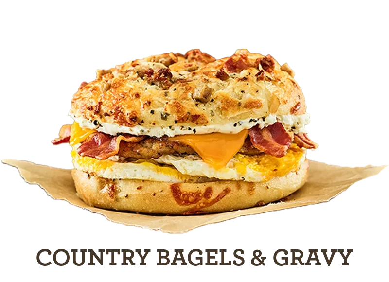 Country Bagels and Gravy Breakfast Egg Sandwich